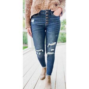 Judy Blue Women's Size 15/32 Distressed Jeans w/Thermal Patch JB88307 MD-R